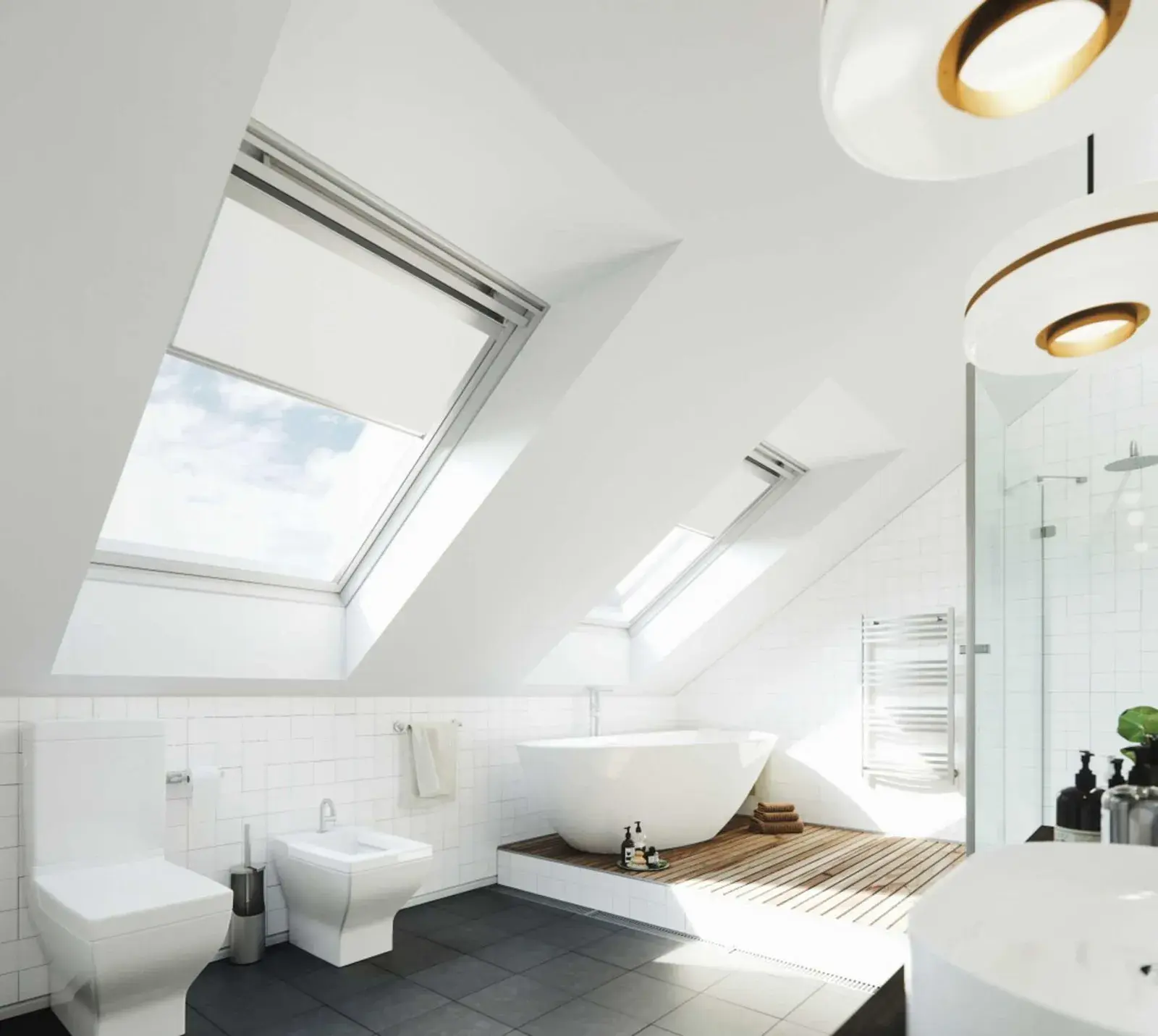 Roleta na strešnom okne v podkrovnej kúpeľni